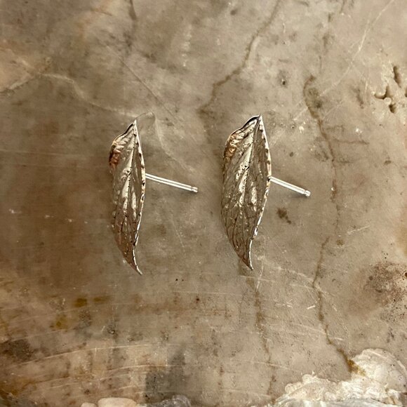 VTG Signed Morrell Sterling Silver 925 Foliage Leaf Earrings - Picture 6 of 16